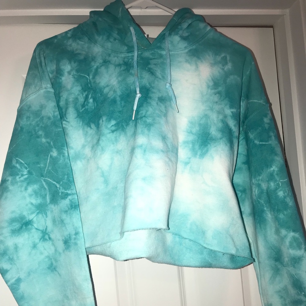 Tie Dyed Crop Hoodie, Size Med